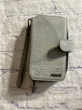 MEGSHI GREY PATCHWORK STYLE WALLET WITH COIN POCKET MIRROR AND ID SLOT & CARDS